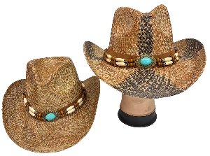 Cowboy Hat Snakeskin Pattern and a Turquoise-colored Beaded Hat Band. 